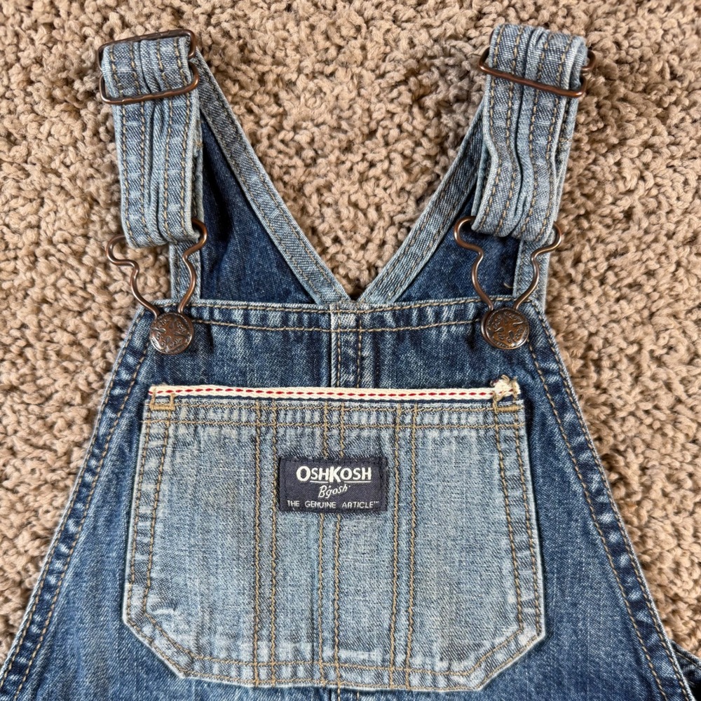 OshKosh B'gosh Kids 24M Blue‎ Denim Overalls bibs Classic boys girls casual snap